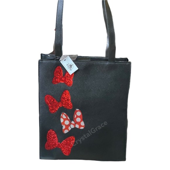 COPY - Disney Parks Exclusive Minnie Mouse black sequin Bow autograph purse tot… - Picture 2 of 12